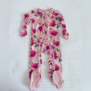 Posh Peanut Zip-Up Pajamas in Rose Print.